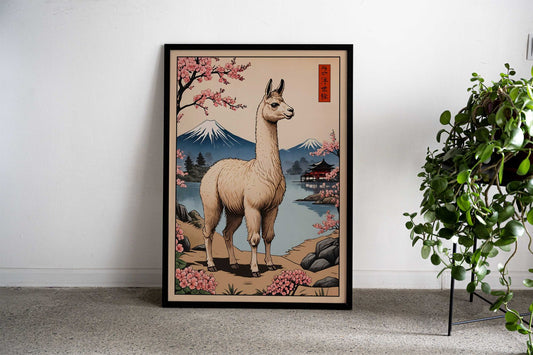 Llama Japanese Art Asian Style Poster | Wall Art for Home & Office | High-Quality Print - High-Quality Visual Display