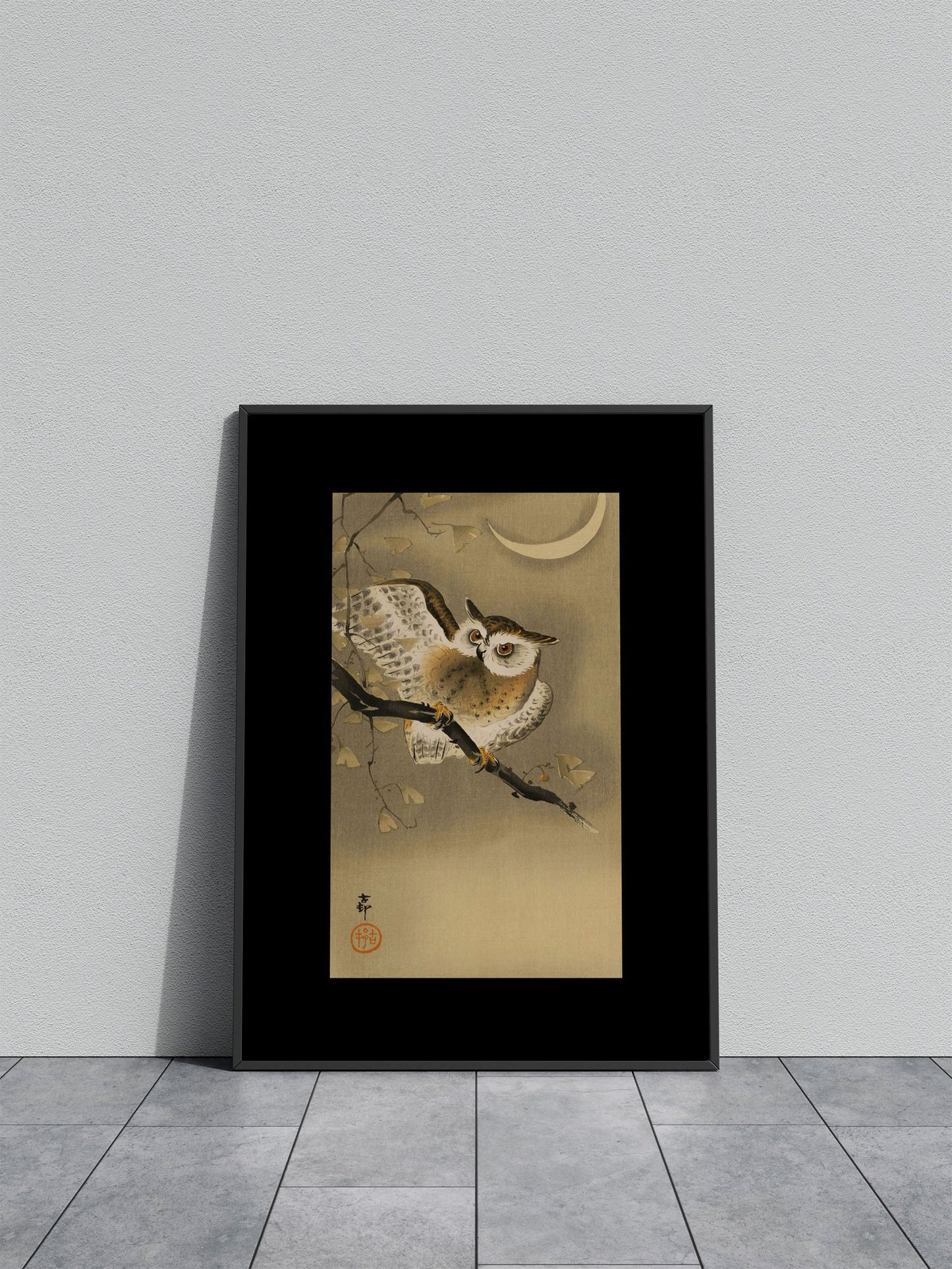Long Eared Owl in Ginkgo Asian Style Poster | Wall Art for Home & Office | High-Quality Print - High-Quality Visual Display
