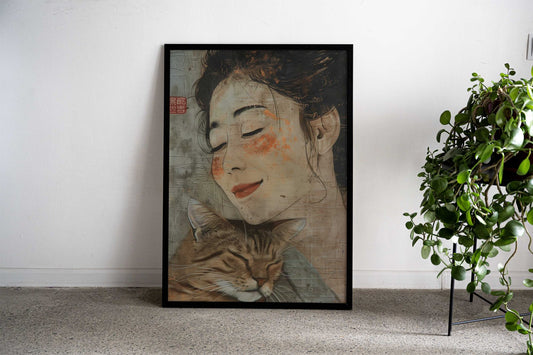 Love for a cat Asian Style Poster | Wall Art for Home & Office | High-Quality Print - High-Quality Visual Display