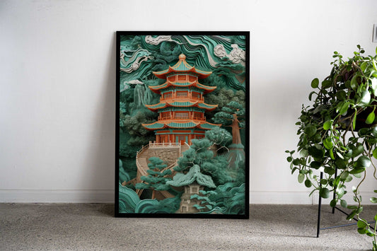 Majestic Chinese pagoda Asian Style Poster | Wall Art for Home & Office | High-Quality Print - High-Quality Visual Display