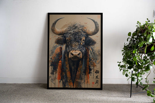 Majestic Ox in Hanfu Asian Style Poster | Wall Art for Home & Office | High-Quality Print - High-Quality Visual Display