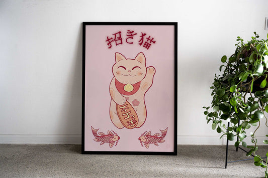 Maneki Neko Japan Asian Style Poster | Wall Art for Home & Office | High-Quality Print - High-Quality Visual Display