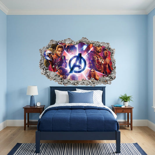 Marvel Avengers Superheroes 3D Smashed Wall Decal Kids Room Decor 042