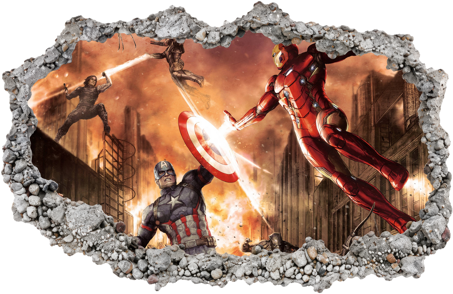 Marvel Avengers Superheroes Kids Room Decor 3D Wall Hole Decal 019