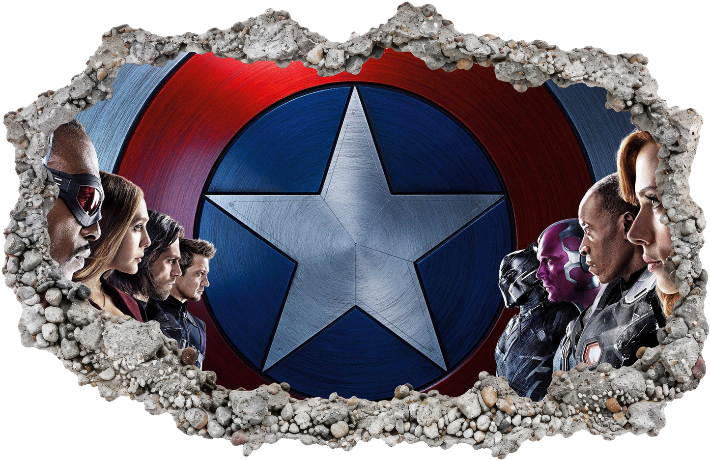 Marvel Cinematic Universe Avengers 3D Smashed Wall Decal Kids Room Decor 025