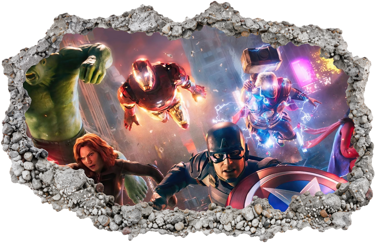 Marvel Cinematic Universe Avengers Smashed Brick Decal Nursery Wall Art 003