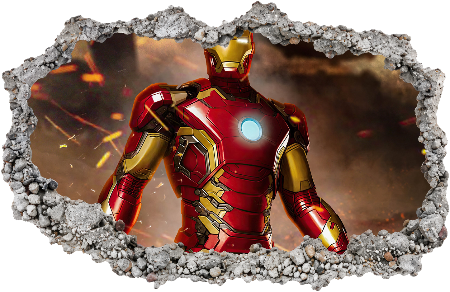 Marvel Iron Man Tony Stark Smashed Brick Decal Bedroom Decor 080