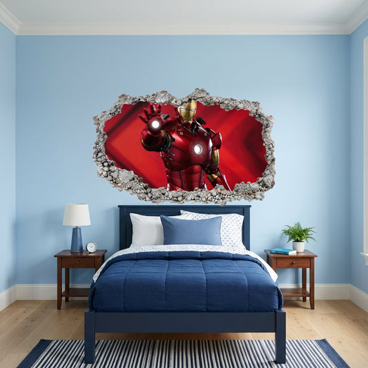 Marvel Iron Man Tony Stark Vinyl Mural 3D Effect Sticker 087