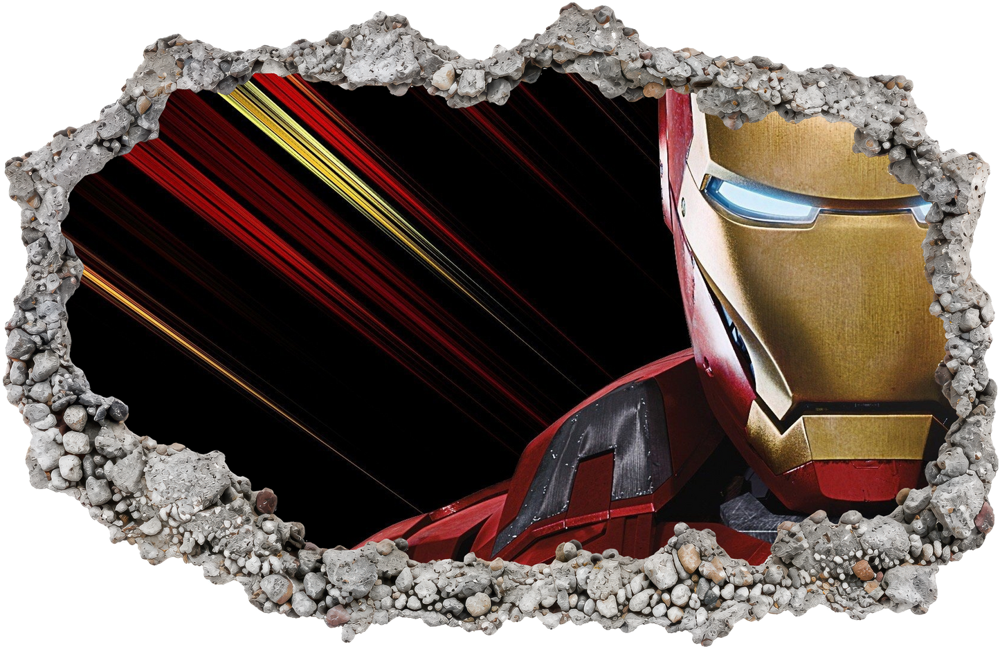 Marvel Superheroes Iron Man 3D Smashed Wall Decal 3D Effect Sticker 073