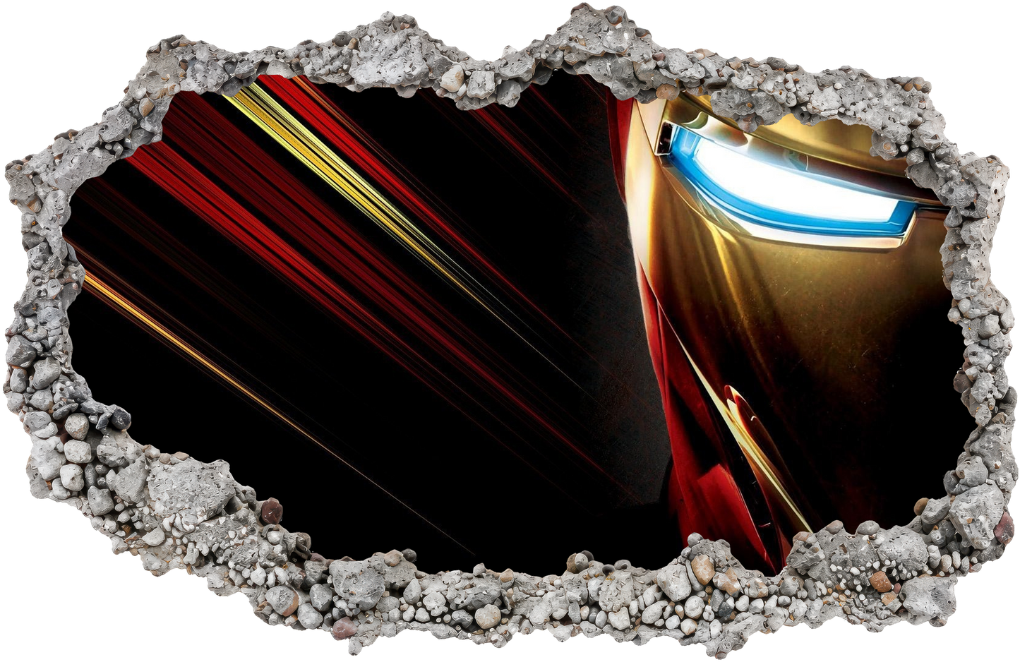 Marvel Superheroes Iron Man 3D Wall Hole Decal 3D Smashed Wall Decal 098