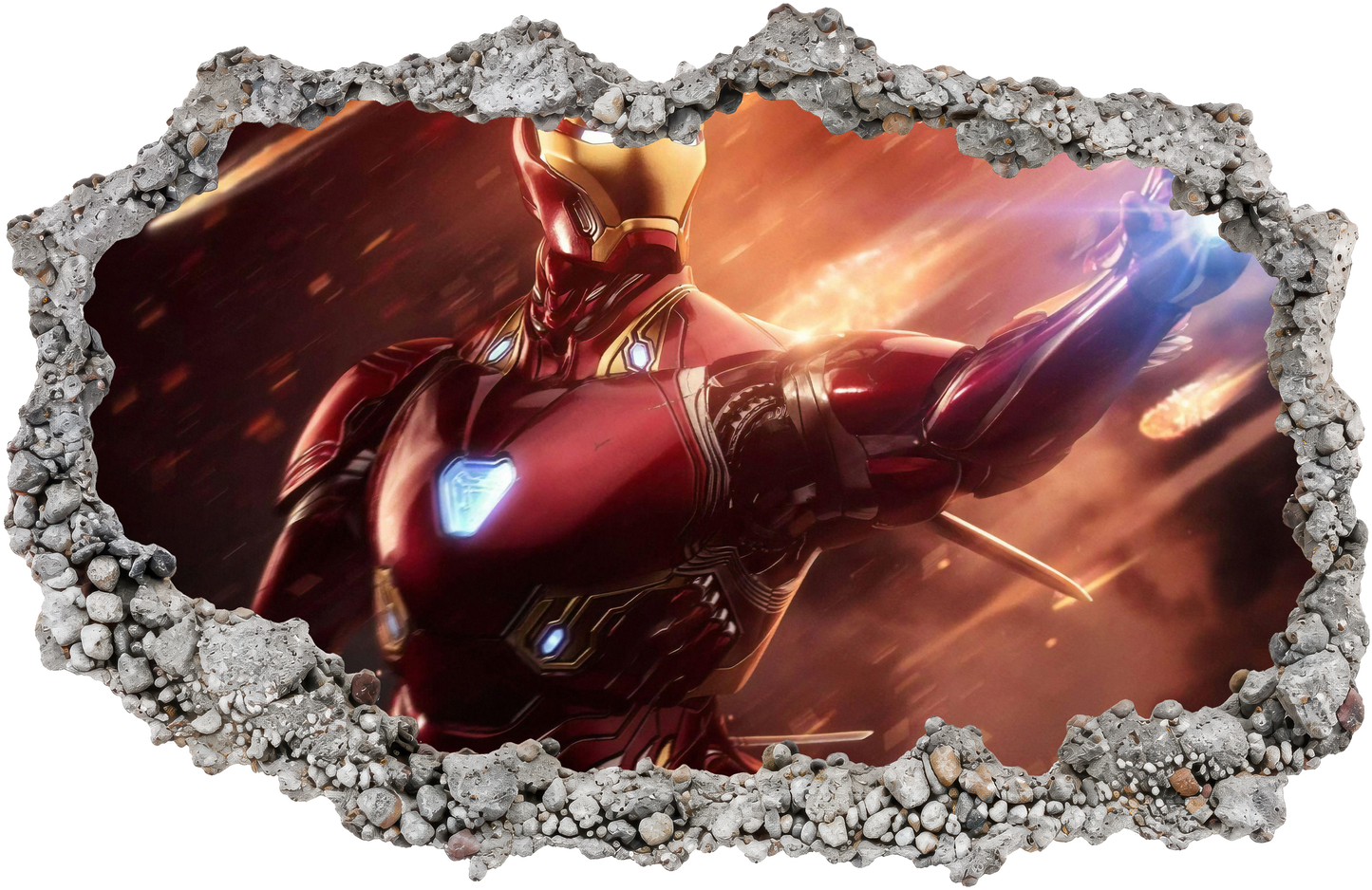 Marvel Superheroes Iron Man Bedroom Decor 3D Wall Hole Decal 078