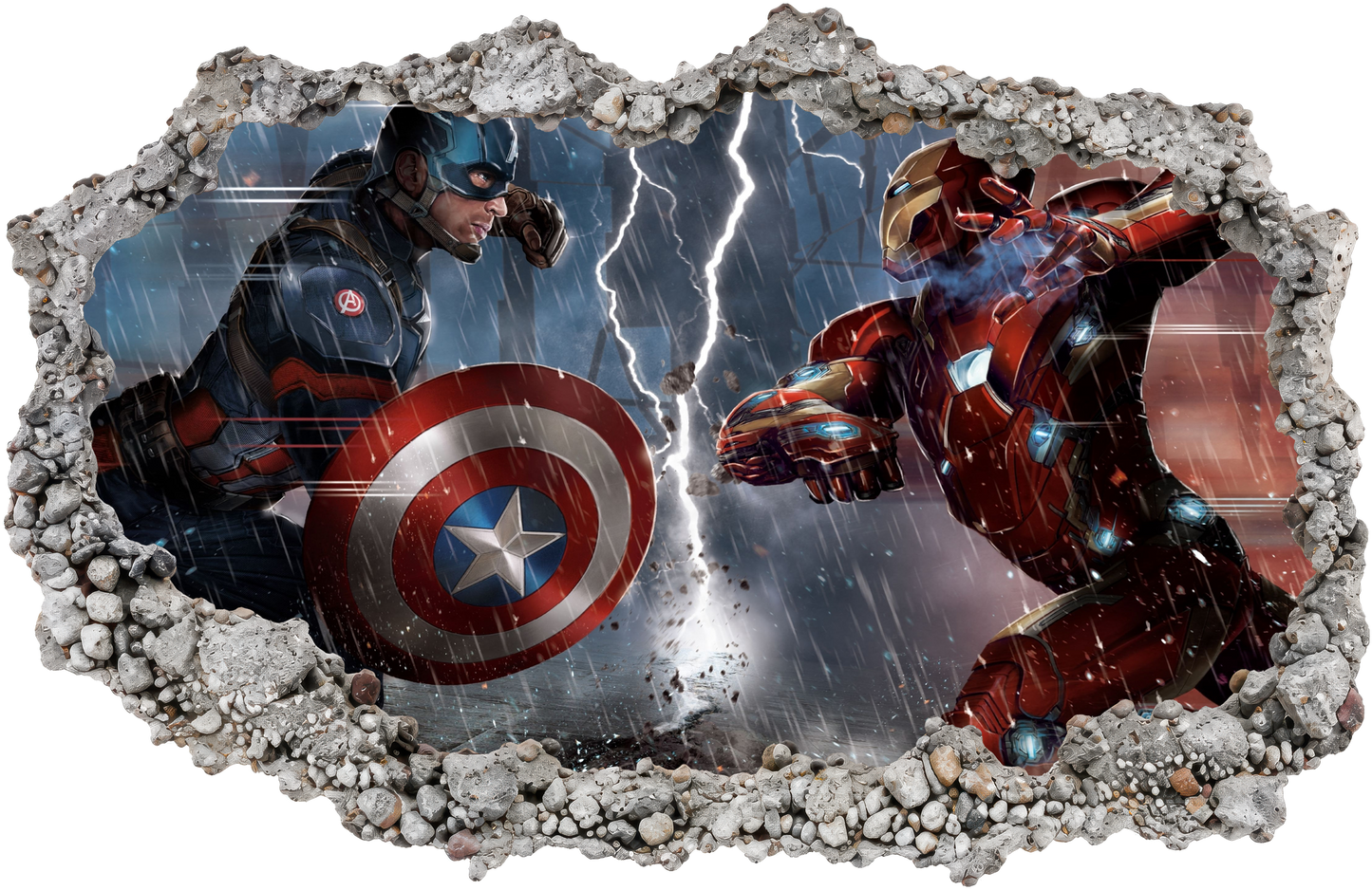 Marvel Superheroes Iron Man Kids Room Decor Smashed Brick Decal 096