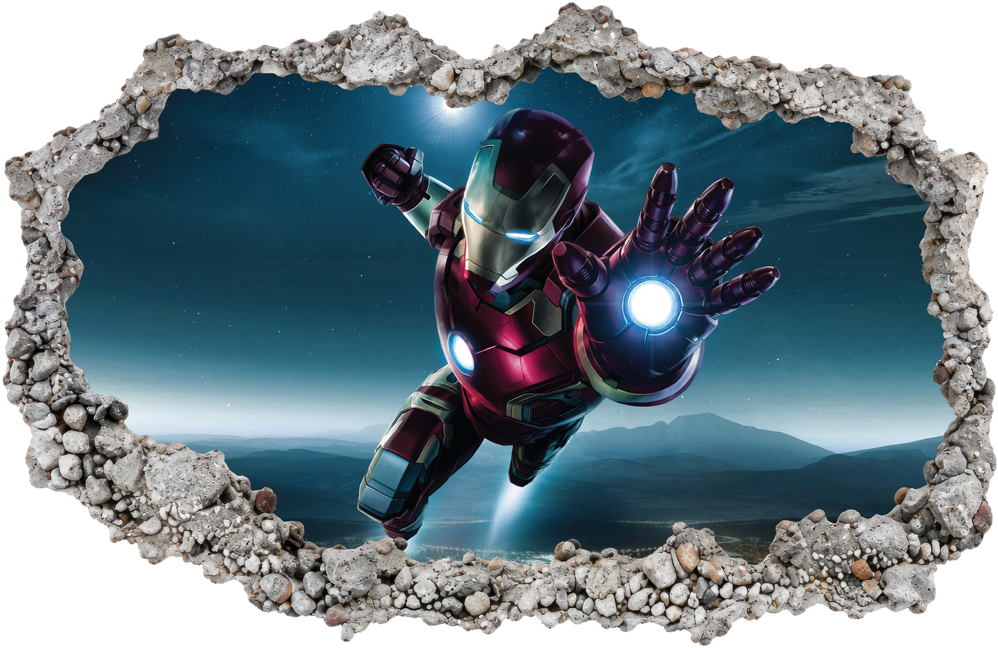Marvel Superheroes Iron Man Smashed Brick Decal Vinyl Mural 075