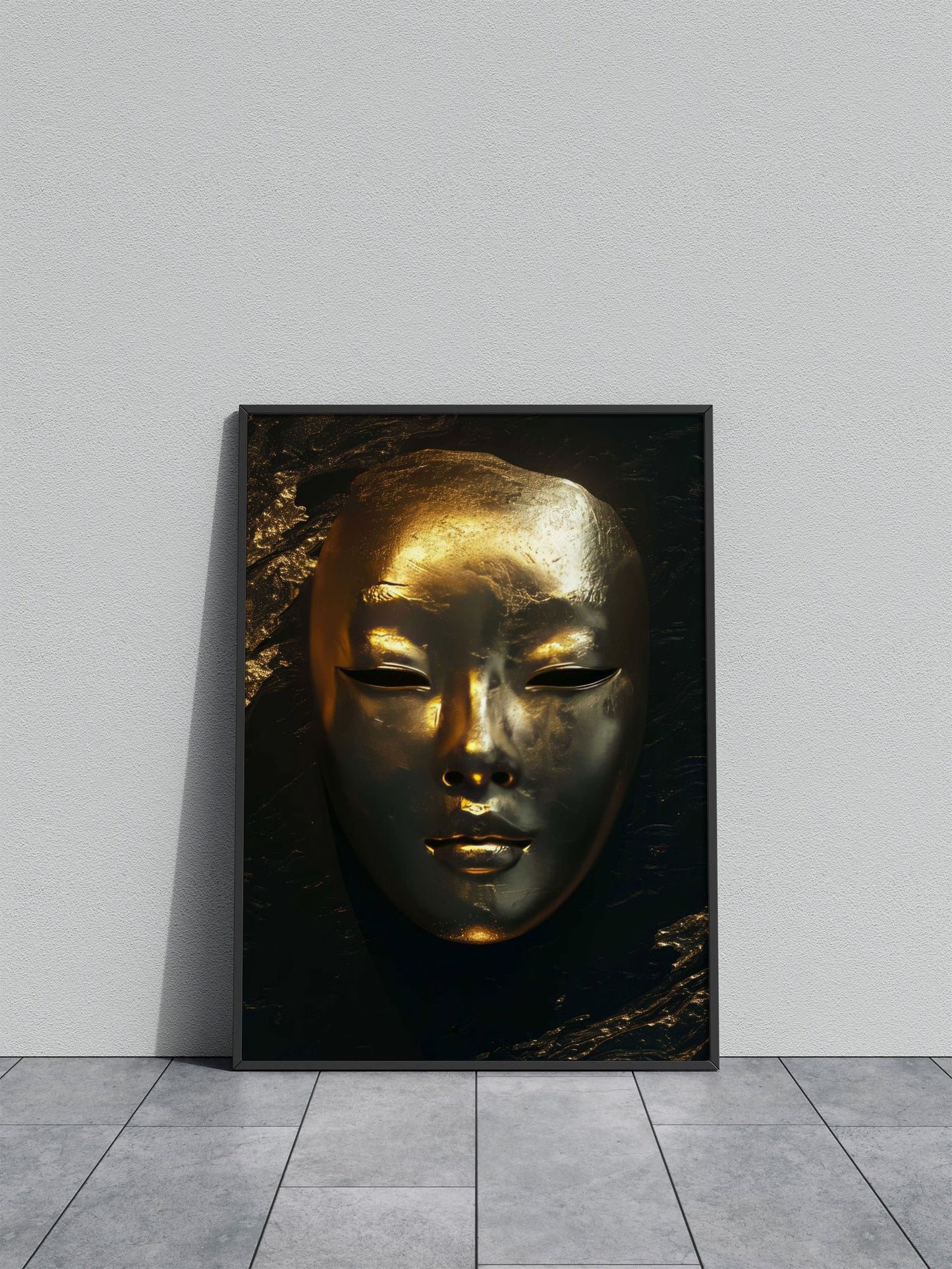 Mask Dark Gold Asian Style Poster | Wall Art for Home & Office | High-Quality Print - High-Quality Visual Display
