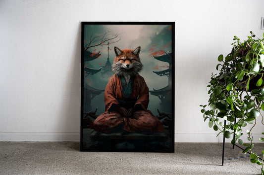 Meditating Fox Asian Style Poster | Wall Art for Home & Office | High-Quality Print - High-Quality Visual Display