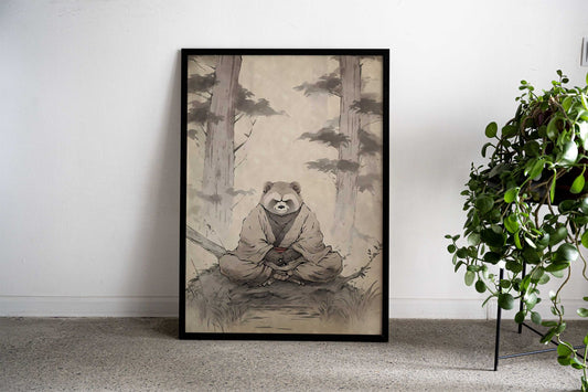 Meditating Tanuki Yokai Asian Style Poster | Wall Art for Home & Office | High-Quality Print - High-Quality Visual Display