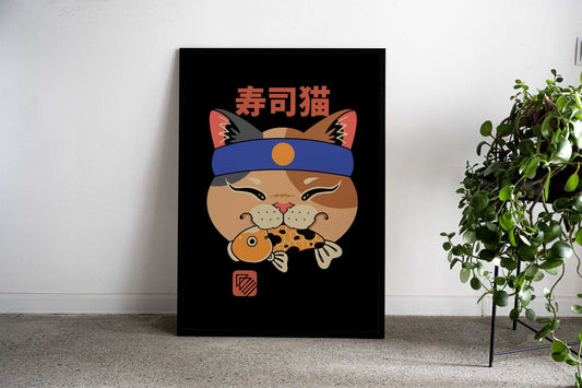 Meowster Head 3 Asian Style Poster | Wall Art for Home & Office | High-Quality Print - High-Quality Visual Display
