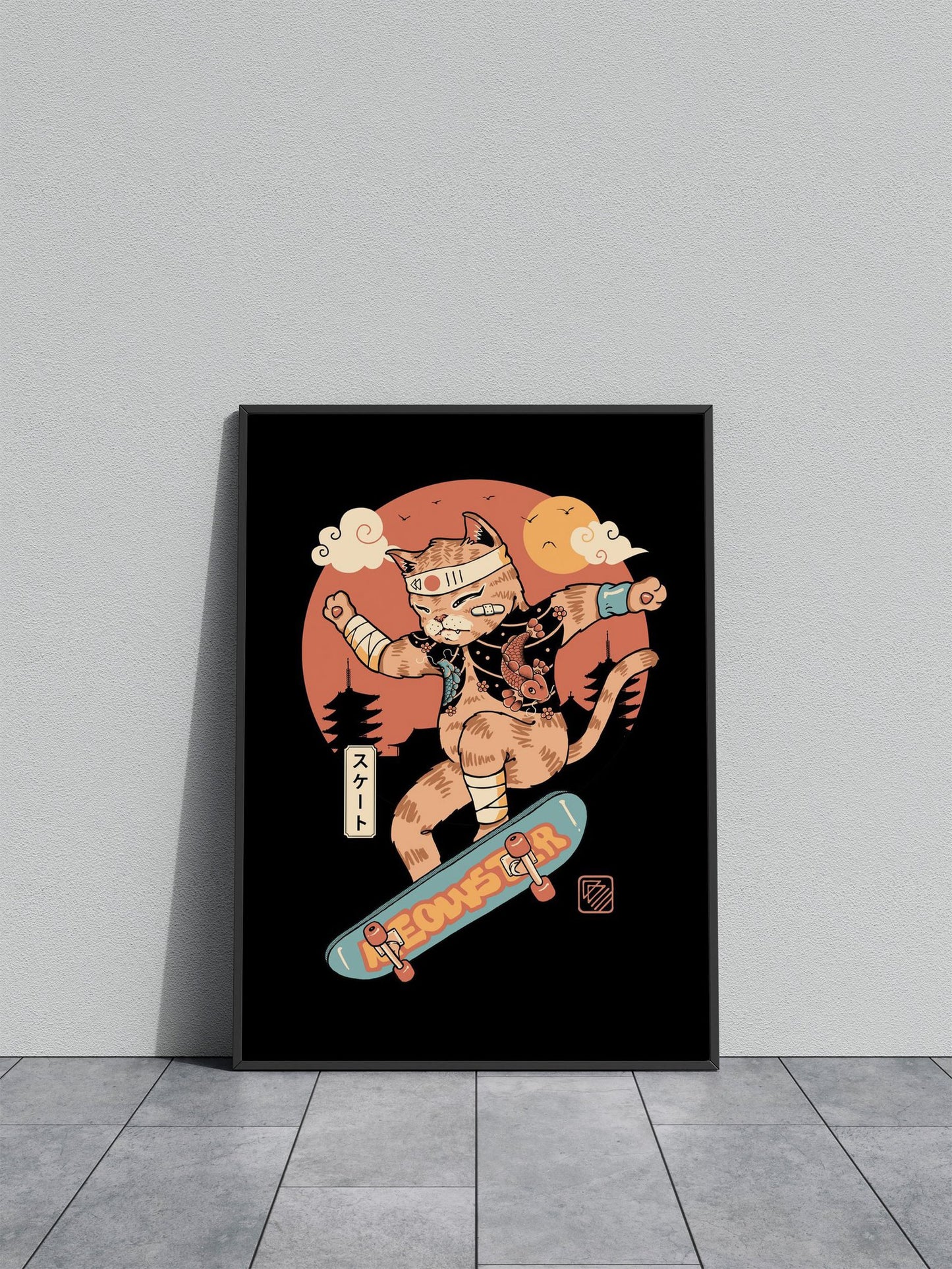 Meowster Skater II Asian Style Poster | Wall Art for Home & Office | High-Quality Print - High-Quality Visual Display