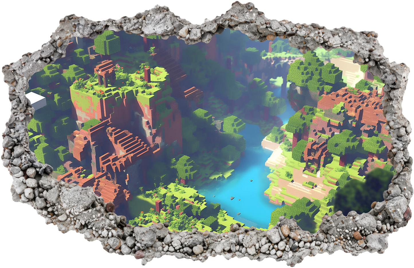 Minecraft Gaming World Smashed Brick Decal Playroom Art Decal 107