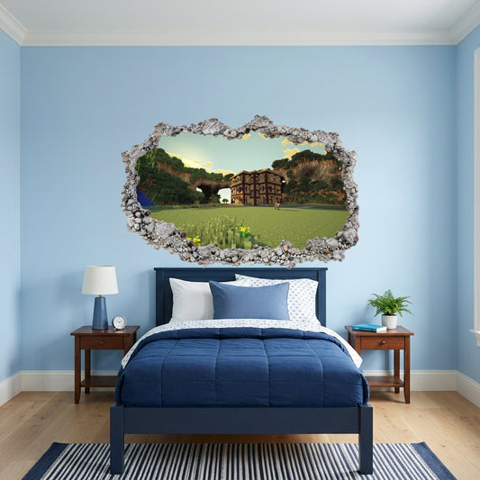 Minecraft Steve Creepers 3D Smashed Wall Decal Bedroom Decor 131
