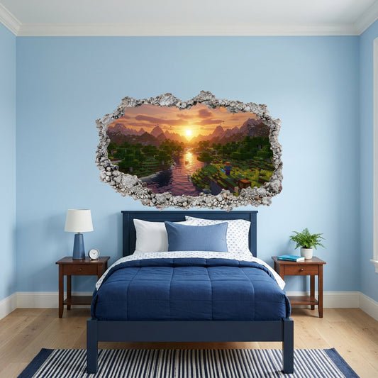 Minecraft Video Game 3D Wall Hole Decal Wall Art Sticker 155