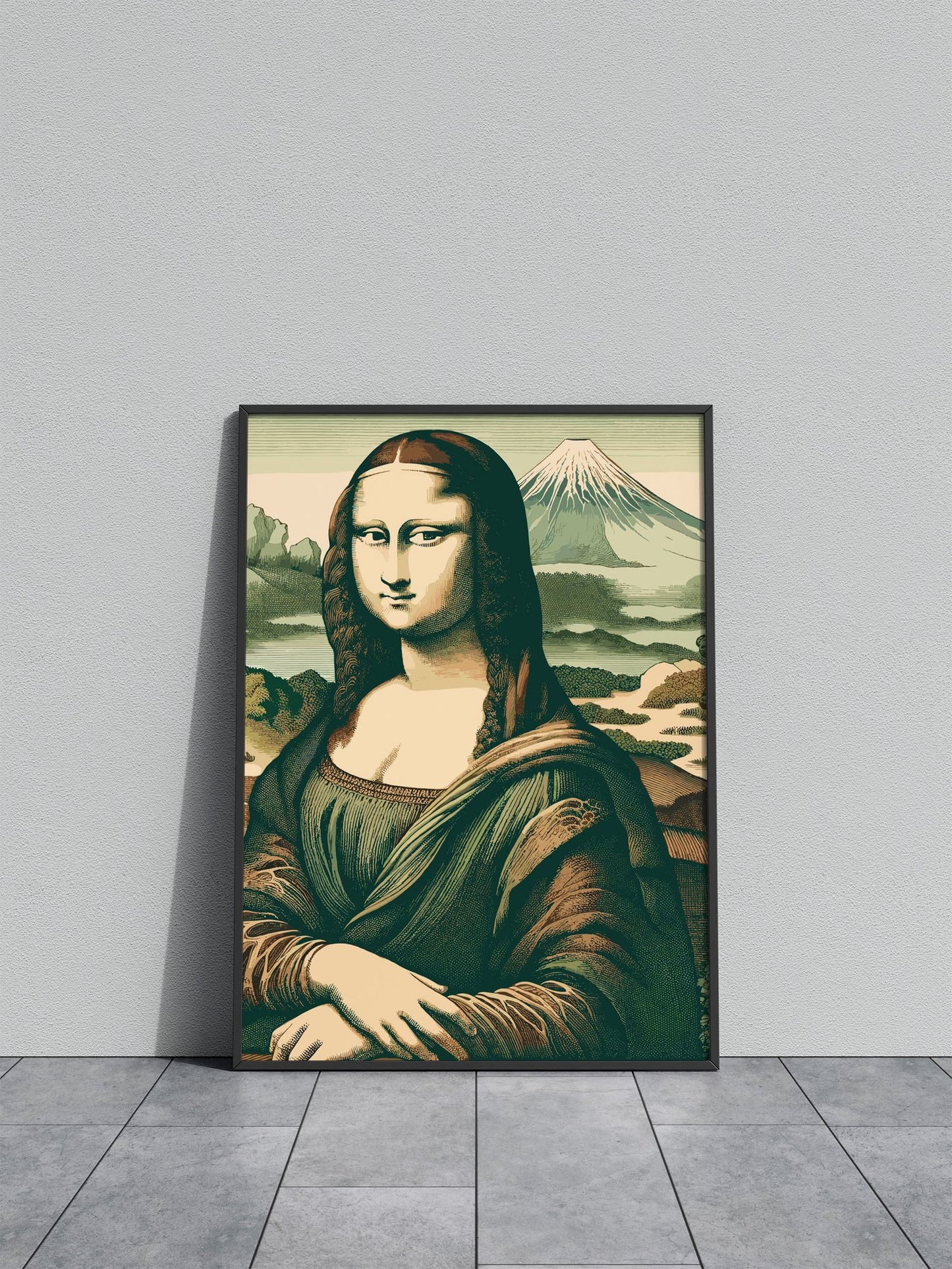 Mona Lisa Mount Fuji Asian Style Poster | Wall Art for Home & Office | High-Quality Print - High-Quality Visual Display