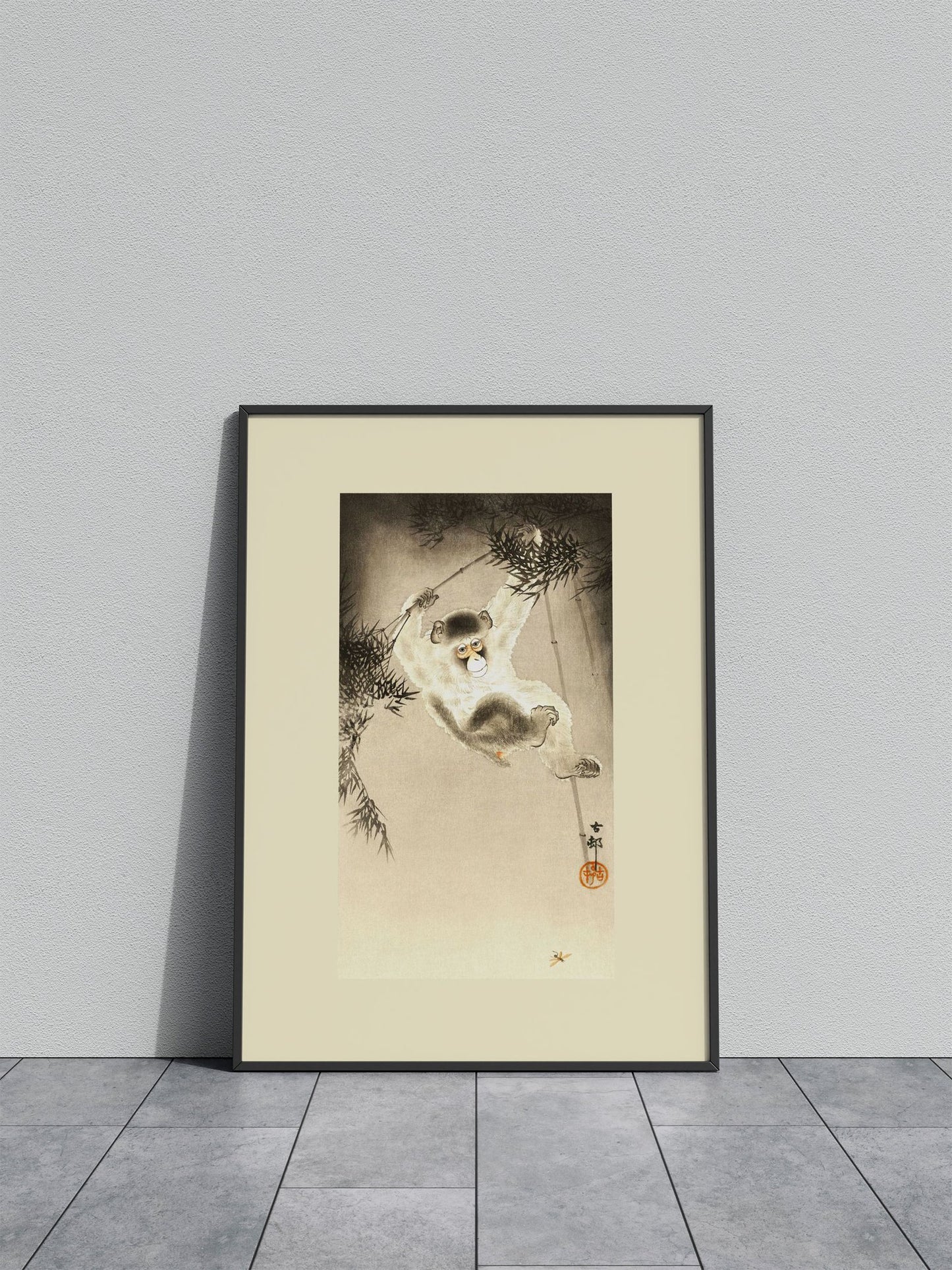 Monkey Hanging from Bamboo Asian Style Poster | Wall Art for Home & Office | High-Quality Print - High-Quality Visual Display