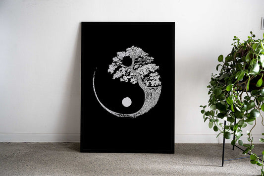 Moon Black and White Aisa Asian Style Poster | Wall Art for Home & Office | High-Quality Print - High-Quality Visual Display