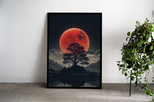 Moon and Tree Asian Style Poster | Wall Art for Home & Office | High-Quality Print - High-Quality Visual Display