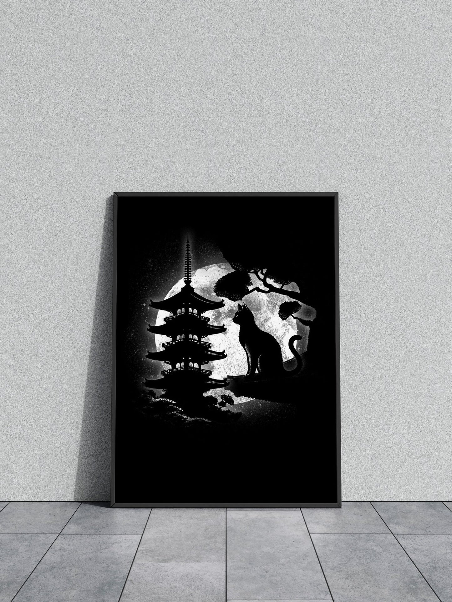Moonlight Neko Cat Asian Style Poster | Wall Art for Home & Office | High-Quality Print - High-Quality Visual Display