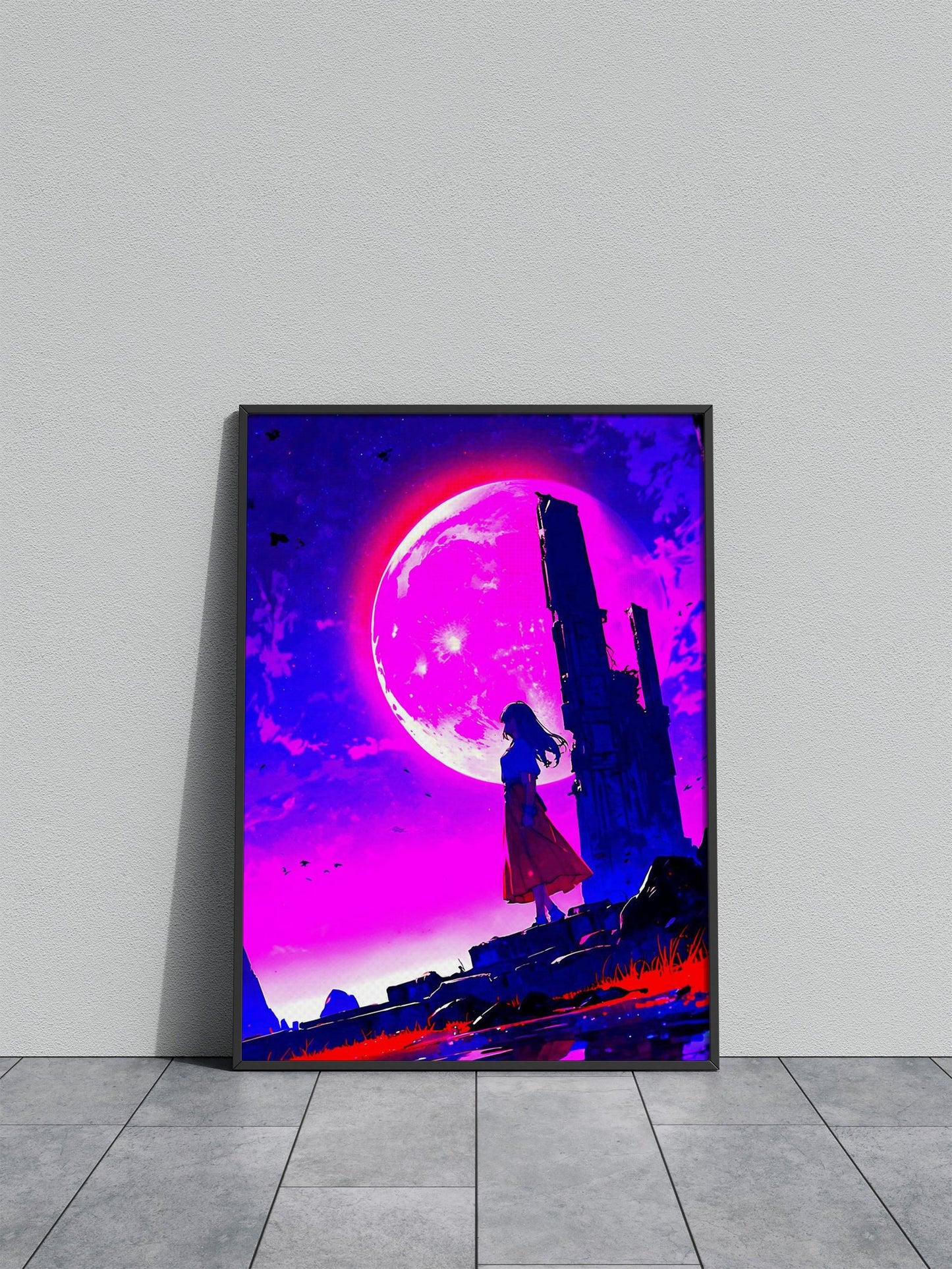 Moonlight Pink Asian Style Poster | Wall Art for Home & Office | High-Quality Print - High-Quality Visual Display