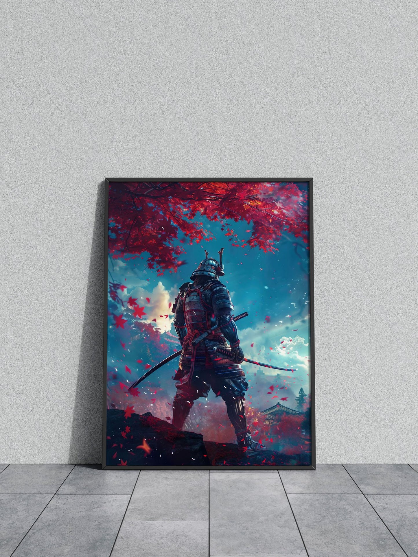 Moonlit Sakura Samurai Asian Style Poster | Wall Art for Home & Office | High-Quality Print - High-Quality Visual Display