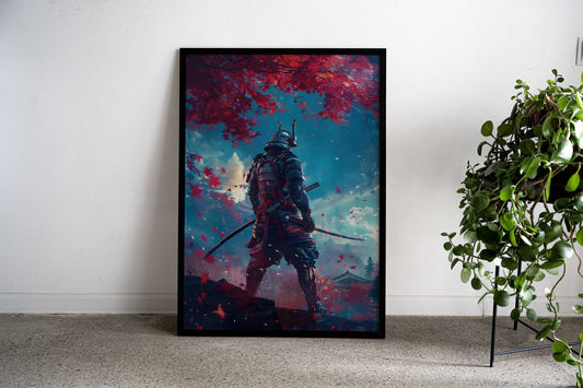 Moonlit Sakura Samurai Asian Style Poster | Wall Art for Home & Office | High-Quality Print - High-Quality Visual Display