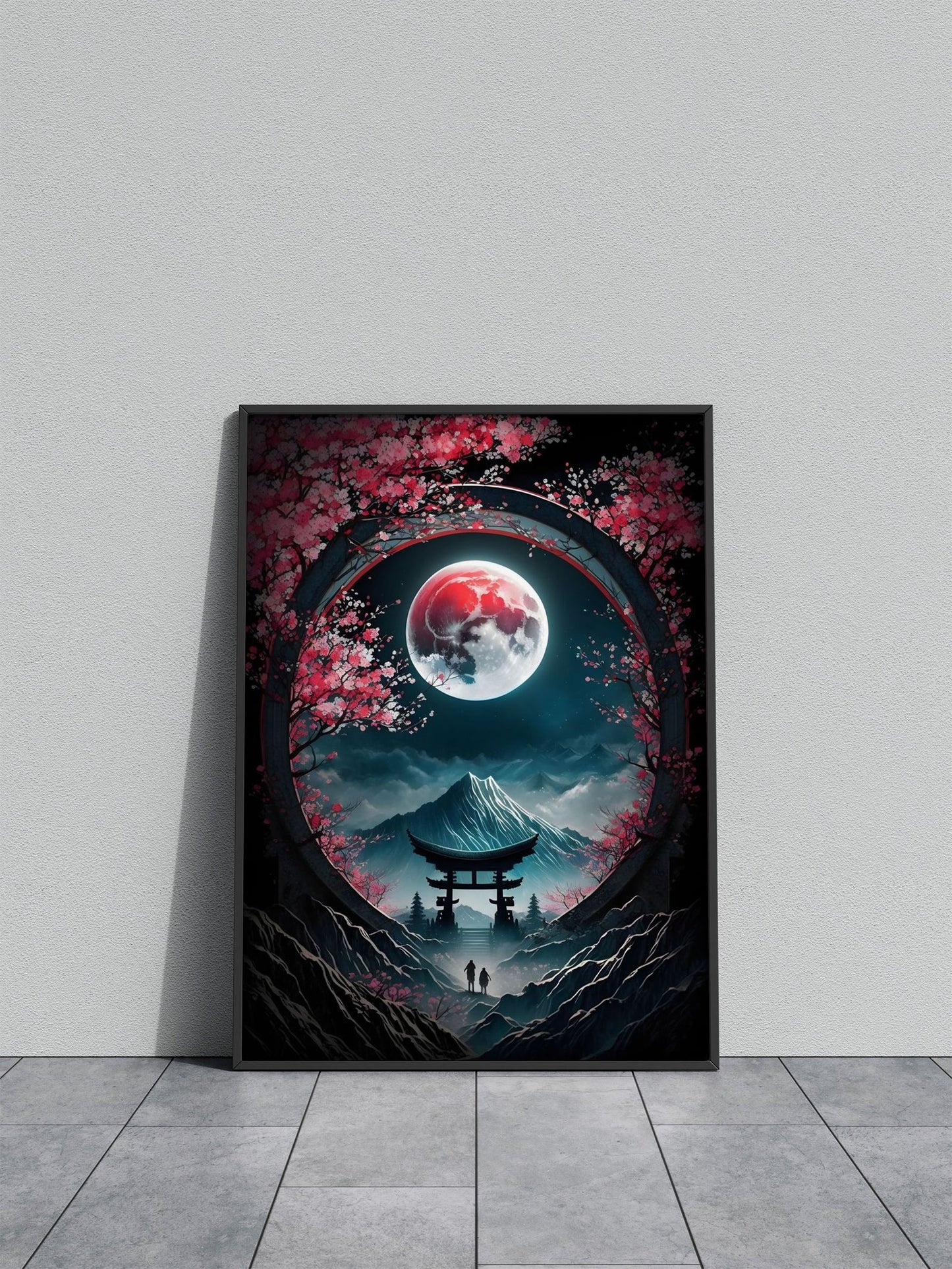 Moonlit Sakura Serenity Asian Style Poster | Wall Art for Home & Office | High-Quality Print - High-Quality Visual Display