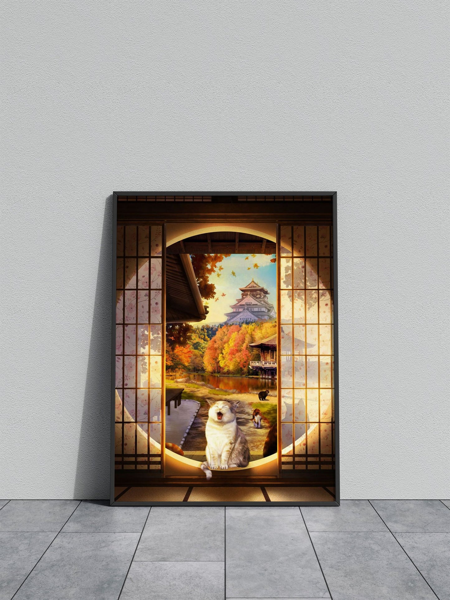 Morning Cat Asian Style Poster | Wall Art for Home & Office | High-Quality Print - High-Quality Visual Display