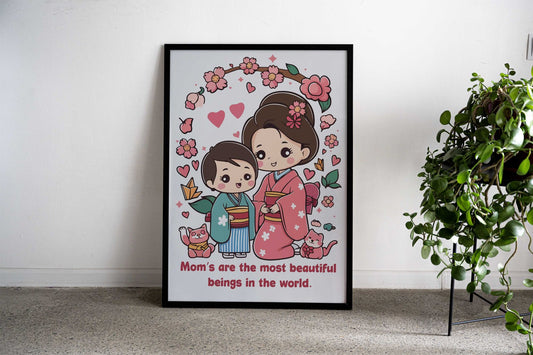 Mothers Day Japanese Sty Asian Style Poster | Wall Art for Home & Office | High-Quality Print - High-Quality Visual Display