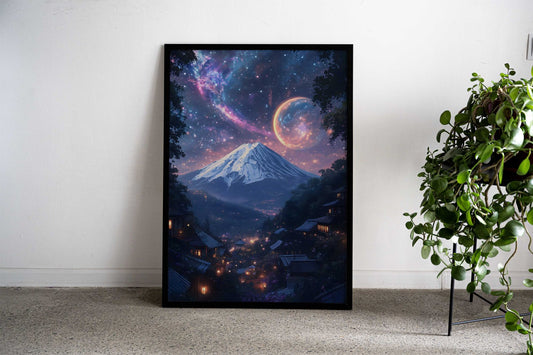 Mount Fuji Japan Cosmic Nebula Sky Asian Style Poster | Wall Art for Home & Office | High-Quality Print - High-Quality Visual Display