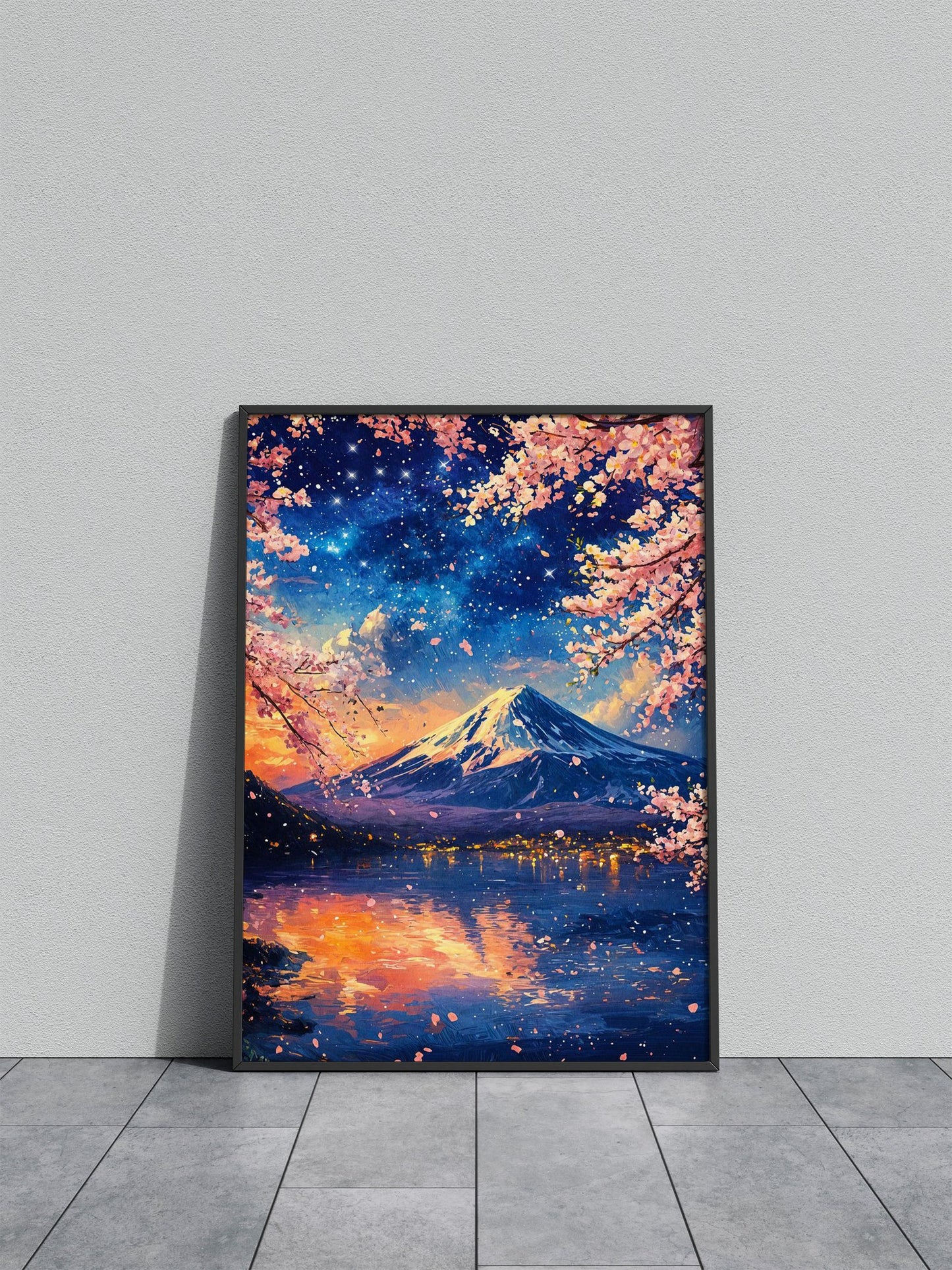 Mount Fuji Night Sky Asian Style Poster | Wall Art for Home & Office | High-Quality Print - High-Quality Visual Display