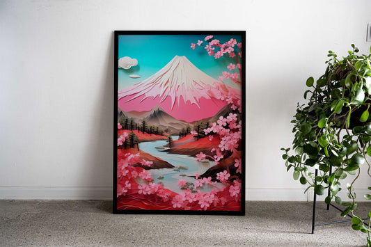 Mount Fuji Paper Asian Style Poster | Wall Art for Home & Office | High-Quality Print - High-Quality Visual Display