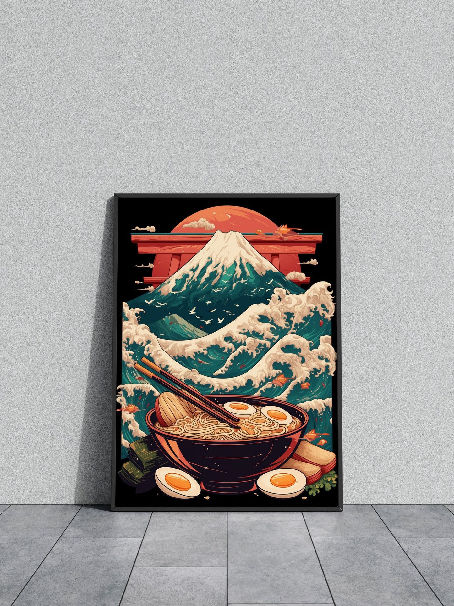 Mount Fuji Ramen Bowl Asian Style Poster | Wall Art for Home & Office | High-Quality Print - High-Quality Visual Display