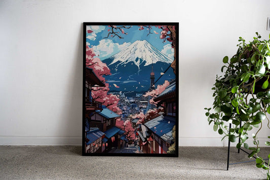 Mountain Fuji Art Asian Style Poster | Wall Art for Home & Office | High-Quality Print - High-Quality Visual Display
