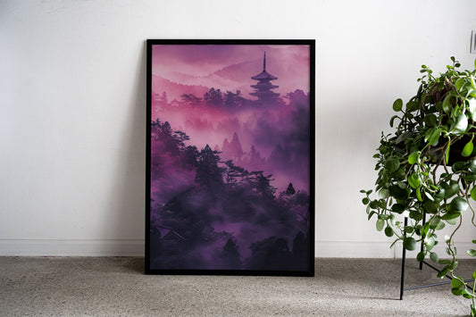 Mystic Purple Temple Asian Style Poster | Wall Art for Home & Office | High-Quality Print - High-Quality Visual Display