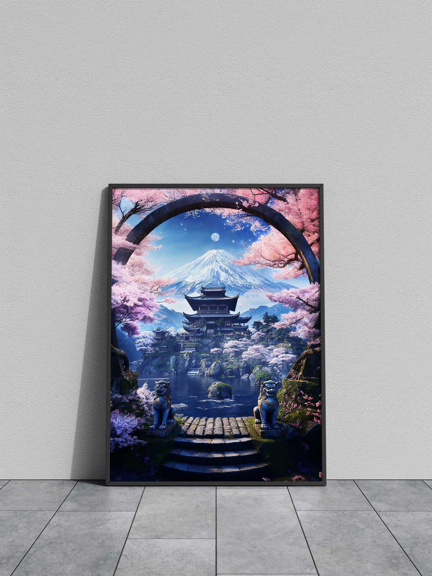 Mystical Moon Temple Asian Style Poster | Wa ll Art for Home & Office | High-Quality Print - High-Quality Visual Display
