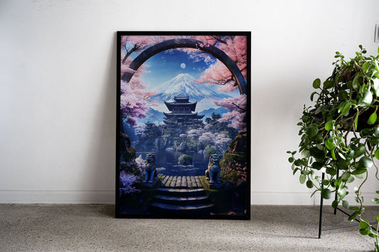 Mystical Moon Temple Asian Style Poster | Wa ll Art for Home & Office | High-Quality Print - High-Quality Visual Display