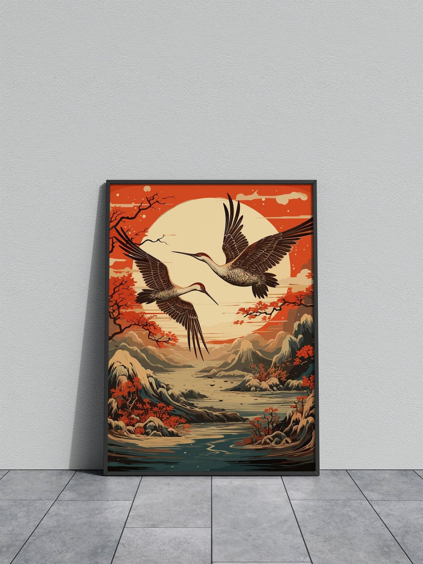 Mythology Japan Crane Asian Style Poster | W all Art for Home & Office | High-Quality Print - High-Quality Visual Display