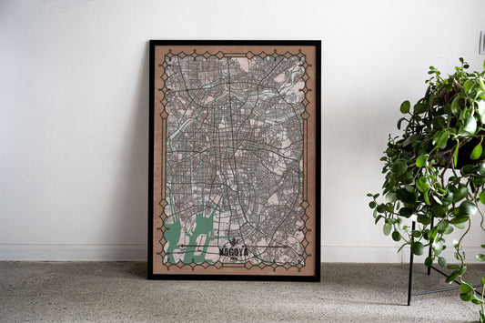 Nagoya City Map Asian Style Poster | Wall Art for Home & Office | High-Quality Print - High-Quality Visual Display
