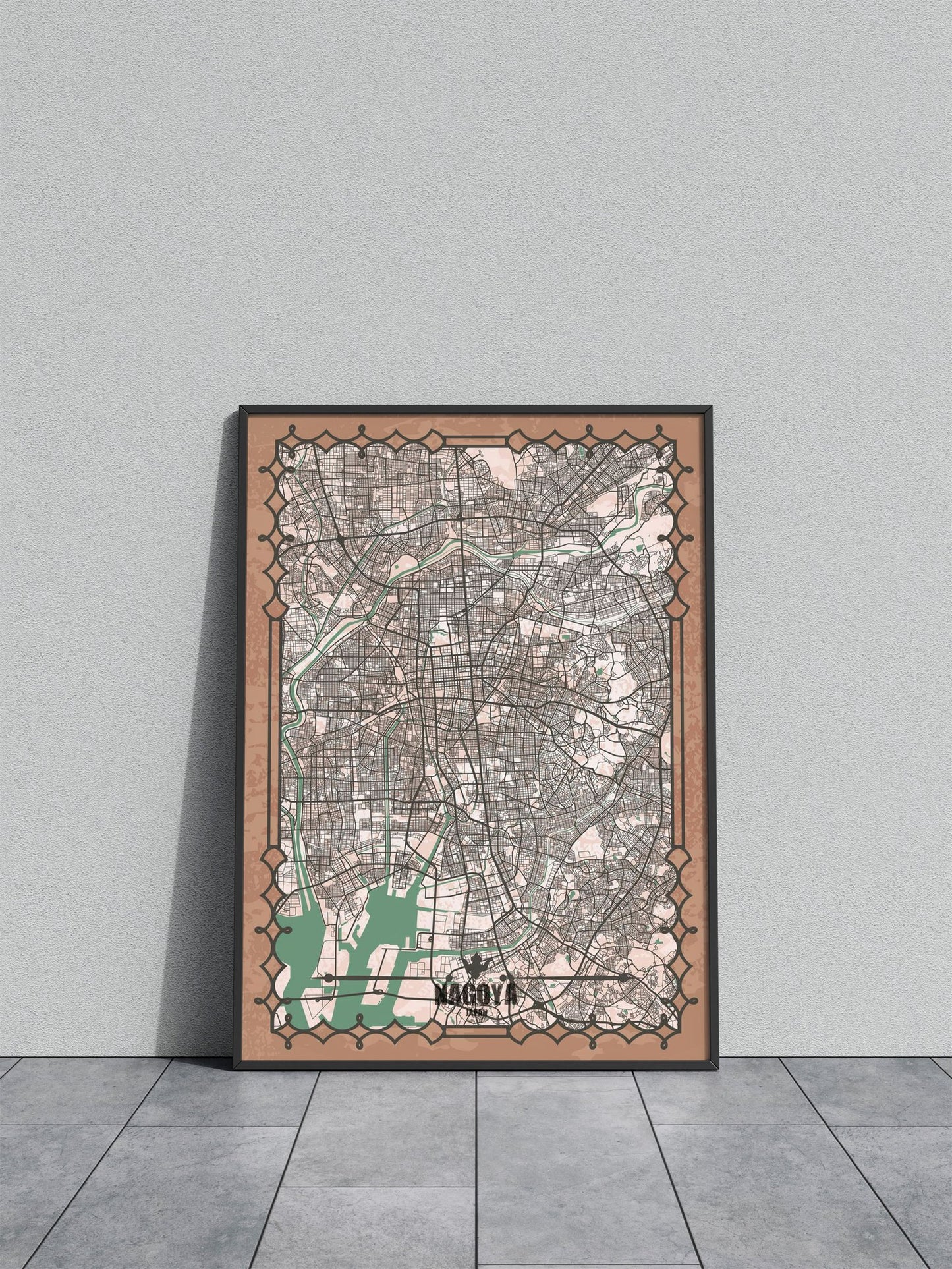 Nagoya City Map Asian Style Poster | Wall Art for Home & Office | High-Quality Print
