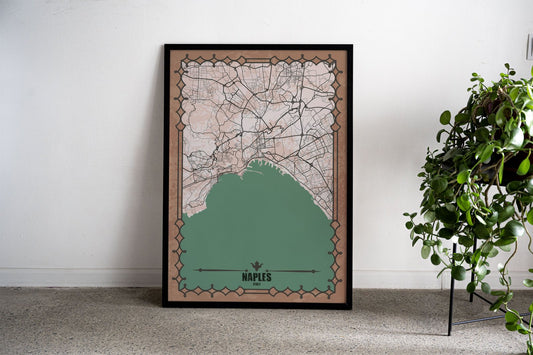 Naples City Map Asian Style Poster | Wall Art f or Home & Office | High-Quality Print - High-Quality Visual Display