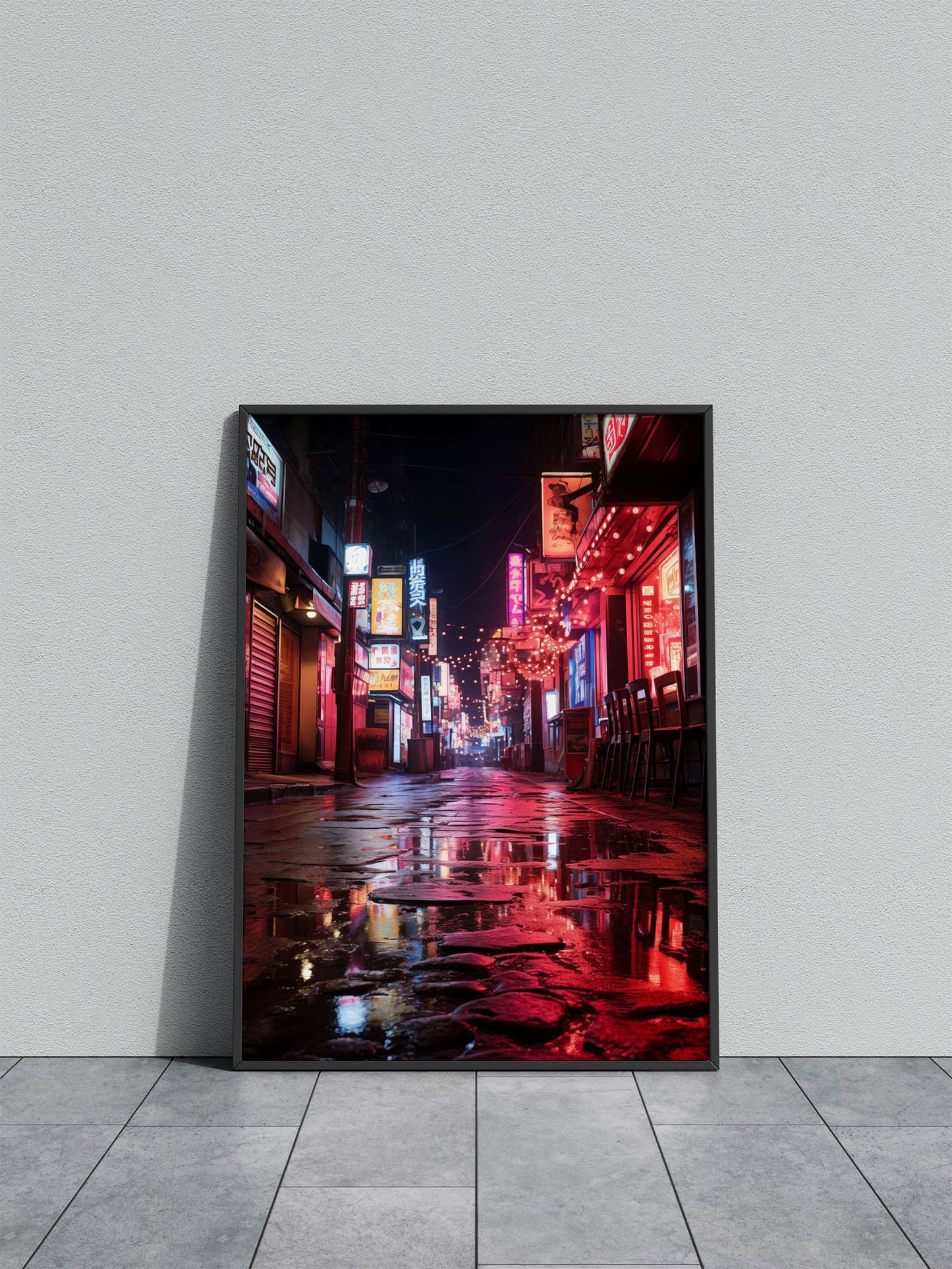 Neon City Street Asian Style Poster | Wall Art f or Home & Office | High-Quality Print - High-Quality Visual Display