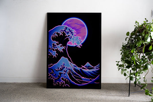 Neon Japan wave Asian Style Poster | Wall Art for Home & Office | High-Quality Print - High-Quality Visual Display